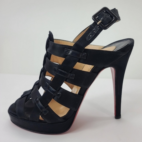 Christian Louboutin Shoes - 💲 HEAVILY DISCOUNTED💲 Black Satin Christian Louboutin Sandals Size 7